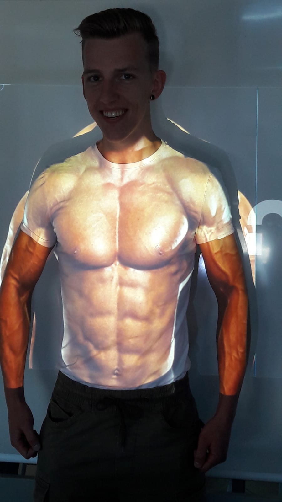 bodybuilder projected on a shirt